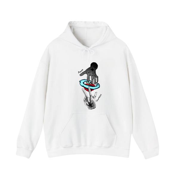 Trafalgar Law White Hoodie – Anime Pullover with Front ROOM Attack Print & Back Samurai Artwork – Streetwear for Otaku Fans Design Graphic T-Shirt, Hoodie & Sweater