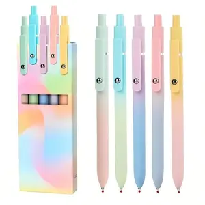 Black Gel Pen Set 5-Pack, Quick Dry 0.7mm Fine Point Smooth Writing Pens, Replaceable Refill, Silent Click Detachable Design, No Smudge, Ideal for Journaling, Note Taking, School, Office & Study Supplies