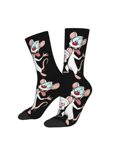 Funny Crazy Mouse Pattern Socks, Manic Cartoon Laboratory Mouse Graphic, Novelty Weird Gift for Men Women, Socks Pairs