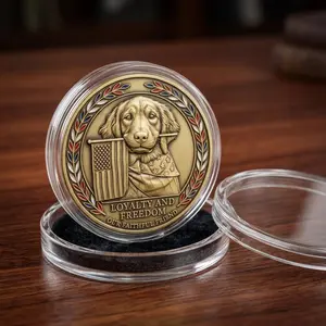 Dog Challenge Coin Patriotic Military Memorial Keepsake Challenge Coin, Cowboy Hunting Commemorative coin, Americana Collectible Keepsake, 250th Anniversary 4th of July Coin Gifts for Dad, Hunters, Dog Lovers