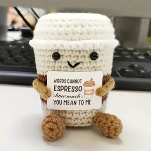Coffee Cup Crochet Doll Toy, Cute Creative Artistic Emotional Support Doll Toy, Knitting Birthday Gifts for Home Office Party Decor, Crochet Figure