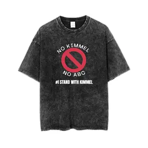 No Kimmel No ABC Slogan Tee, I Stand With Kimmel Shirt, Ironic Political Satire Graphic, Cancel Culture Merch, Crew Neck T-Shirt, Short Sleeve, Unisex Vintage Top, Streetwear Style