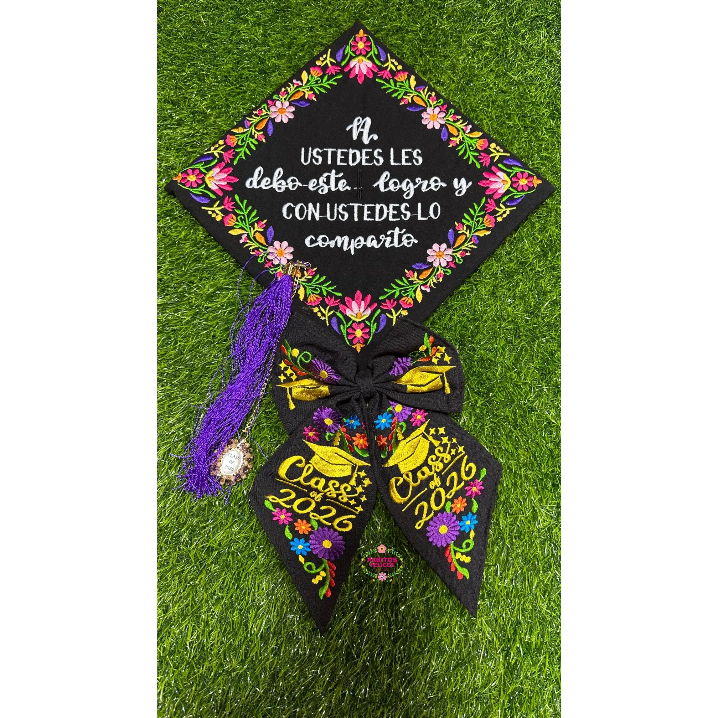 Black Moño - Unique Embroidered Class of 2026 Bows IN STOCK