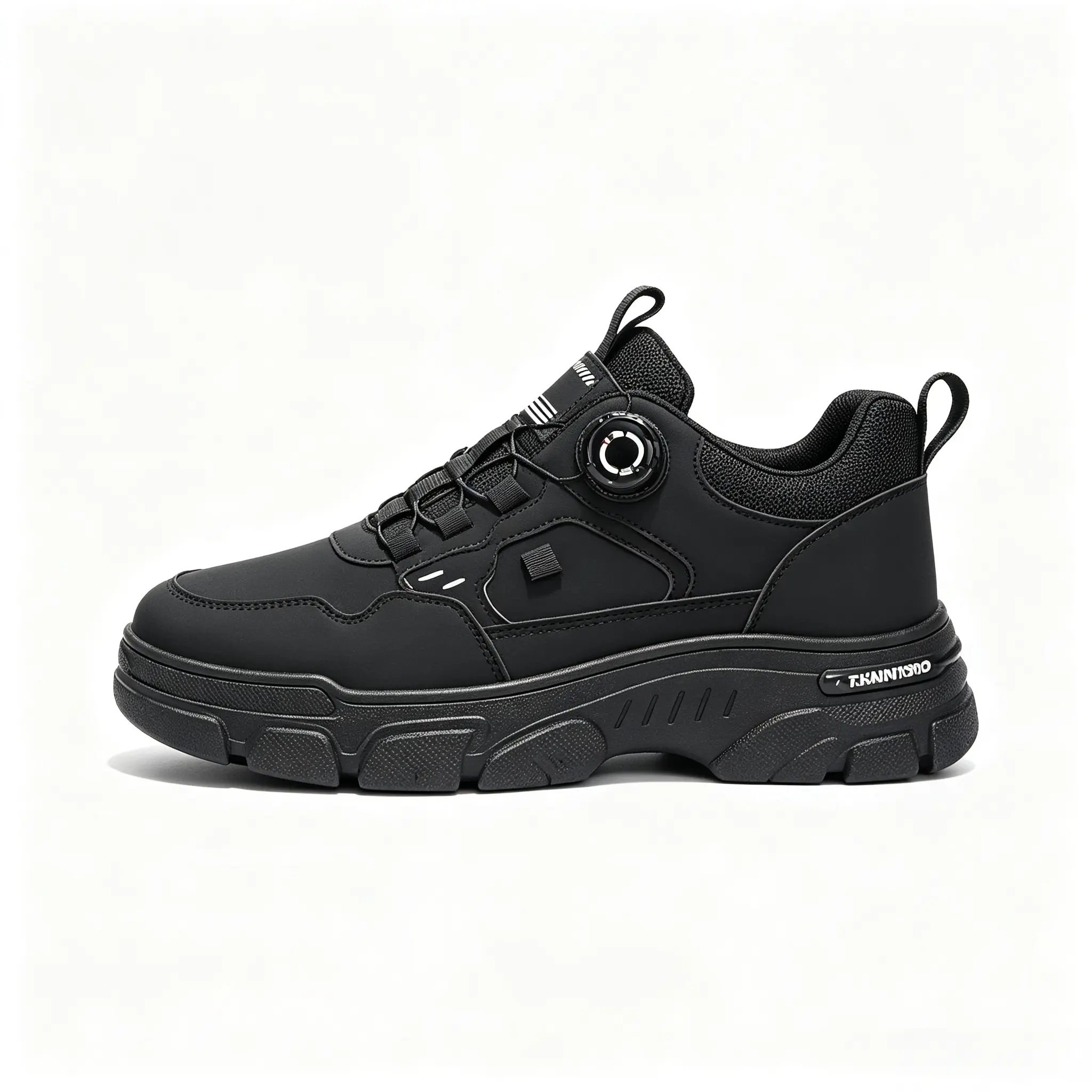 Men’s Rotating Button Slip On Waterproof Platform Work Sneakers Non Slip Cushioned All Day Standing Casual Walking Shoes For Construction Fall Daily Wear