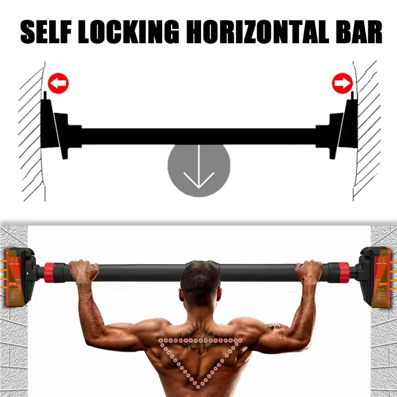 Strength Training Pull-up Bars with Level Gauge 69-92cm Adjustable Width 200kg Max Load Capacity Chin Up Bar For Doorway