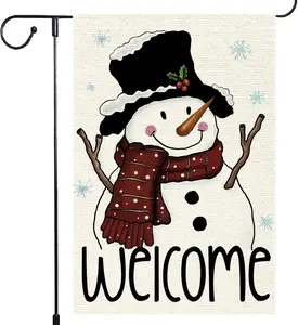 Limited Christmas Sale Snowman Snowflake Garden Flag 12x18 Inch Small Double Sided Burlap Vertical,xmas Winter Welcome Holiday Christmas Decorations Yard Lawn Outdoor Decorative Banner