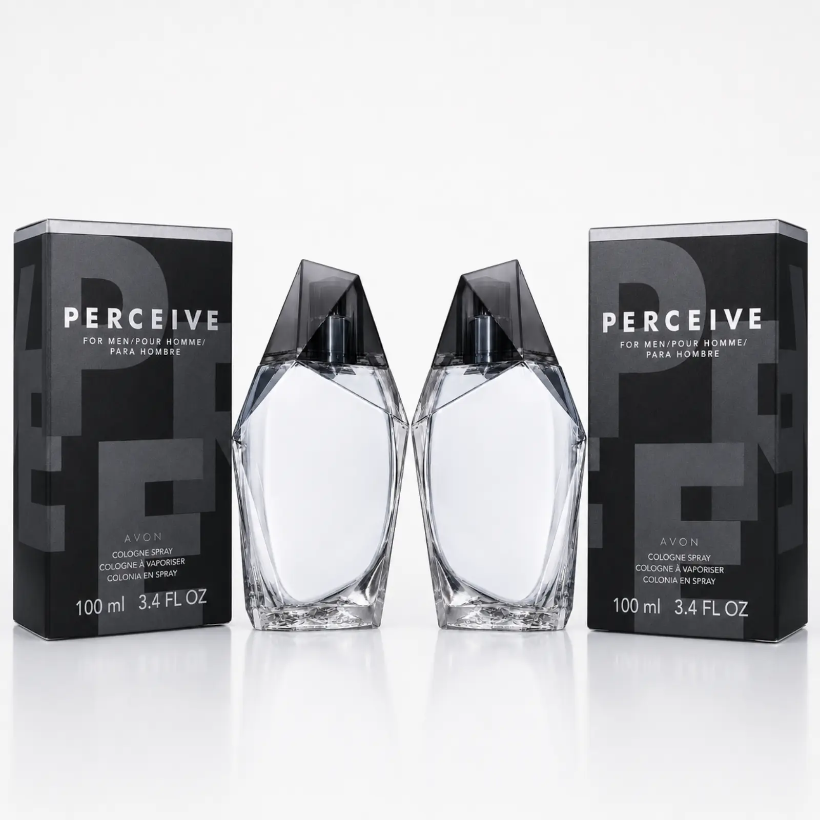 2 PACK Perceive for Men Eau de Cologne 3.4 oz Fresh Woody Spray Set