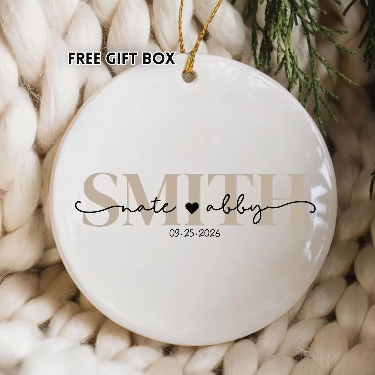 Personalized Wedding Christmas Ornament: 2026 Custom Last Name Keepsake