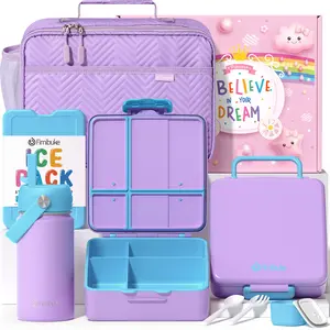 Fimibuke Bento Lunch Box,BPA Free&Leakproof Lunch box with 4 Compartments, Insulated lunch Bag, Stainless Steel Insulated Water Bottle, Ice Pack & Utensils,Birthday Gifts for School Girls Boys dealsforyoudays