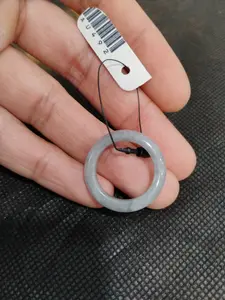 Natural Grade A Jadeite Jade Ring | Authentic Burmese Jade Band | Silver Grey | Size US 8