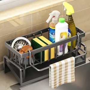 Kitchen Accessories Sink Drying Rack Gadgets ,Stainless Metal Sponge Drain Holder,Multifunctional Storage Rack,Storage Organizer,Household Essentials,Fall Decor