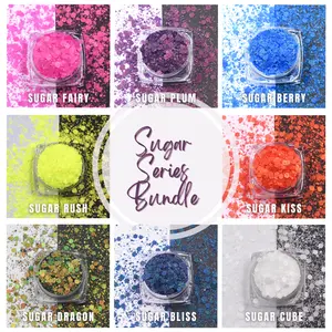 Sugar Series Bundle Matte Glitter Textured Color Shift Chunky Mix Sizes 1/10 1/24 1/64 1.5oz By Weight Not Volume Polyester PET