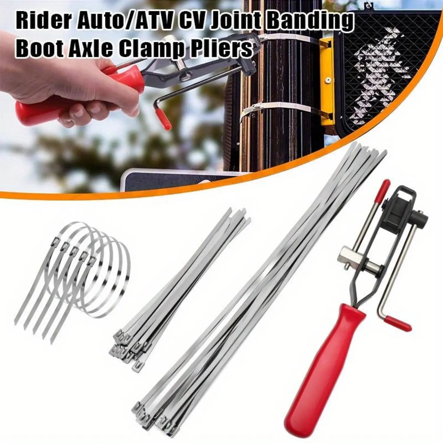Auto/ATV CV Joint Banding Boot Axle Clamp Pliers with 20PCS Stainless Steel CV Joint Boot Band Clamps for Most Cars