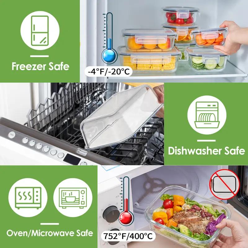 12-Pack Glass Food Storage Containers | 4-Color Airtight Lids | Meal Prep Essential for Weekly Planning | TikTok Home Organizing Hack