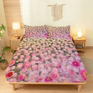 3pc Flower Sea Printed Bed Sheet Set, Queen King Size, Soft Breathable Durable Deep Pocket, Easy Care, All Seasons Use