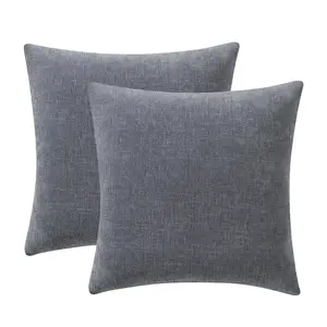 Luxury Soft Chenille Pillows for Couch or Bed, 2-Pack, 18" Grey