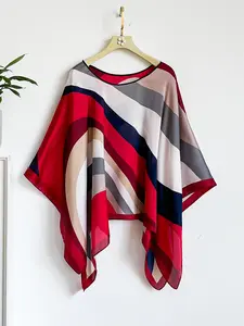 French Luxury Colorblock Belt Print Silk Feel Shawl, Windproof Sandproof Soft Scarf Wrap, Fashion Versatile Accessory for Stylish