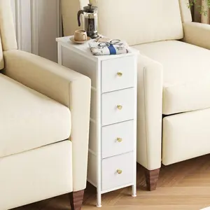 Superlele Narrow Storage Cabinet,   4/5 Drawers, Slim Fabric  Storage Tower For Small Spaces, Black   Steel Frame, Wood Top, For Bedroom, Bathroom, Laundry, Closet, Bathroom with Dresser 5-Tier Bamboo Bookshelf Multi-Tier Shoe Rack LED Lighted Charging