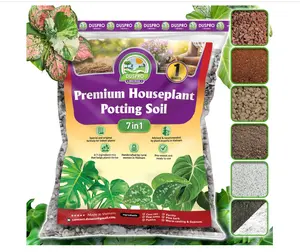 DUSPRO Recycle Pre-Mixed House Plant Potting Mix 7in1 with Potting Soil Indoor Plants, Tropical Indoor Potting Soil with Pine Bark, Pumice, Coco Coir, Perlite, Worm Castings, Gypsum, Peat Moss 1QRT
