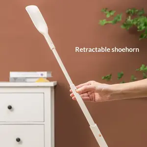 Three-level adjustable telescopic shoehorn with freely adjustable extended handle, a household shoe-wearing tool