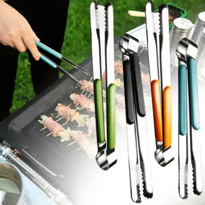 4 Pack Kitchen Tongs Stainless Steel Barbecue Tongs Set Design Anti-Scald Handle for Grilling BBQ Salad Food Tongs Cooking Baking Utensils Kitchenware