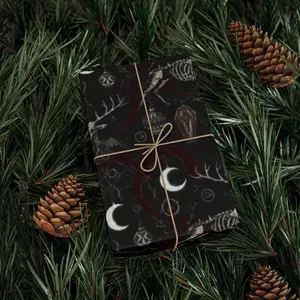 Gothic Wrapping Paper Roll, Dark Birthday Gift Wrap, Goth Anniversary Present Packaging, Black Aesthetic Gift Wrap for Him Her