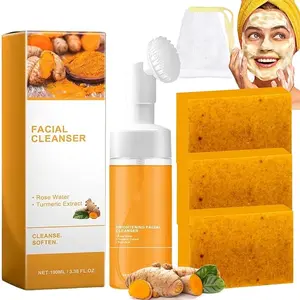 Turmeric Cleansing and Conditioning Duo Set Turmeric Cleansing Mousse, Turmeric Soap, Facial Cleansing and Skincare, Facial Cleansing Milk, Comforting Cleanser, Daily Skincare Gift Set, Kojic Acid Soap