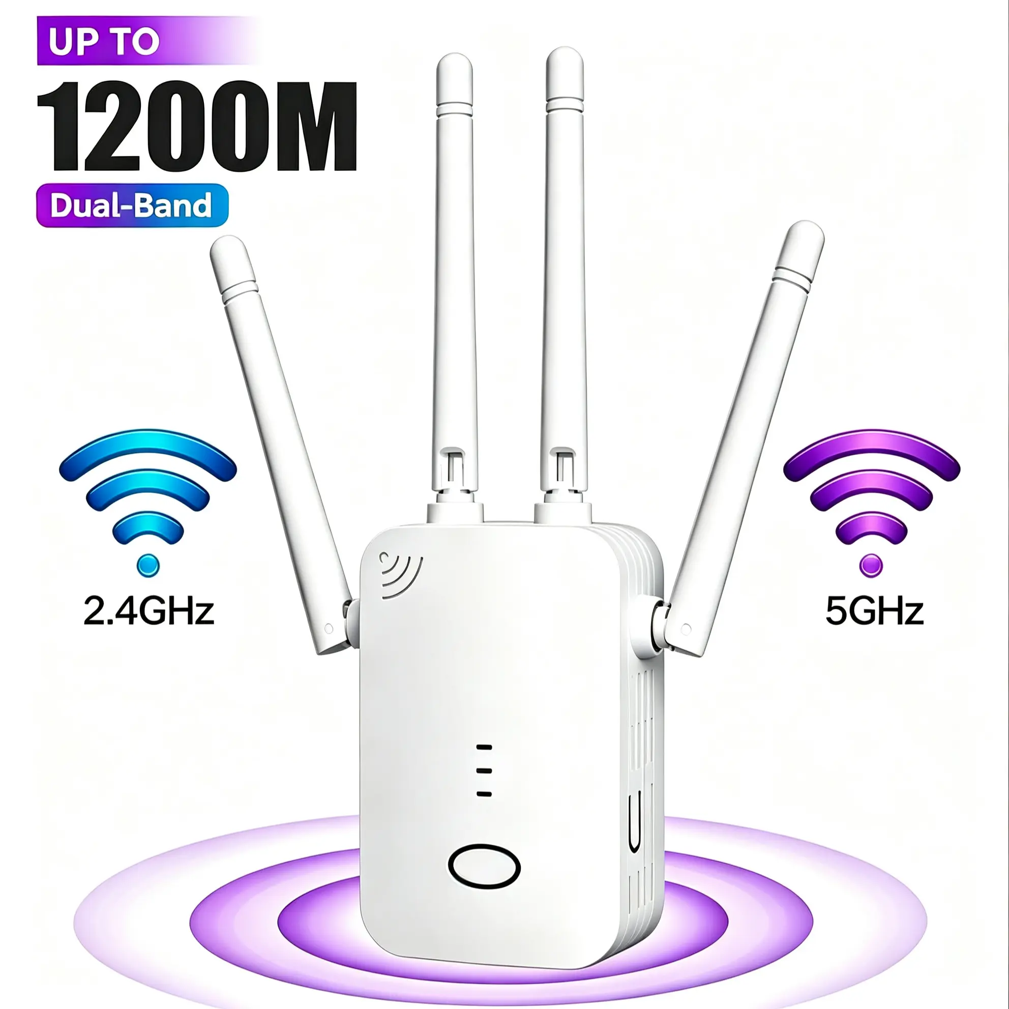 WiFi Extender Booster 1200Mbps WiFi Booster Range Extender 5.8GHz/2.4GHz Dual Band WiFi Repeater Wireless/Wired Internet Booster Repeater/AP Mode Wider Range for Home