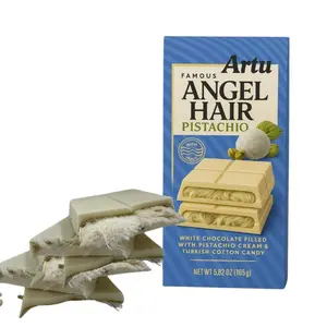 Dubai Chocolate Artu Angel Hair White Chocolate Bar 165g – Pistachio Cream Filled Turkish Cotton Candy Chocolate – Premium Middle Eastern Gourmet Candy Gift