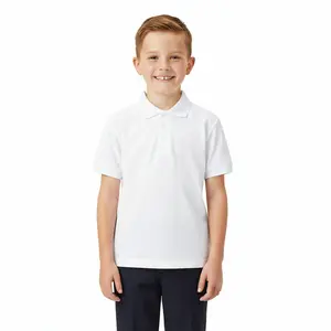 Boy's Premium Quality Pique Polo Uniform Shirt Short Sleeve White  5-18 BSU01