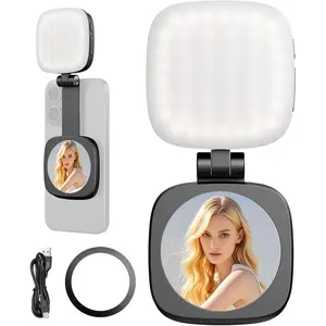 Selfie Light for , Portable Phone Light Ring for  Magsafe, CRI97 360? LED Selfie Fill Light with Mirror for Selfies, Photography, Makeup, Vlogs, , Video, Black