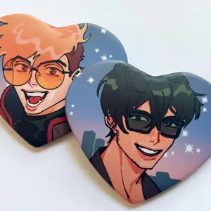 TRIGUN VASH & WOLFWOOD 2.25" HEART BUTTONS