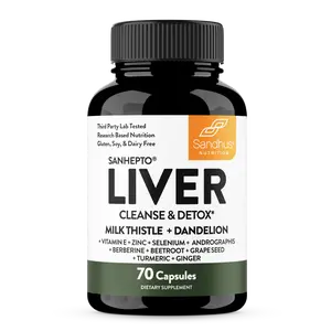 【Sandhus】Liver Cleanse & Detox Supports, 11 Ingredient Blend Milk Thistle, Dandelion, Turmeric, Ginger Extract, Vitamin E, Grape Seed Supplement Healthcare Dietary Edible Fitness