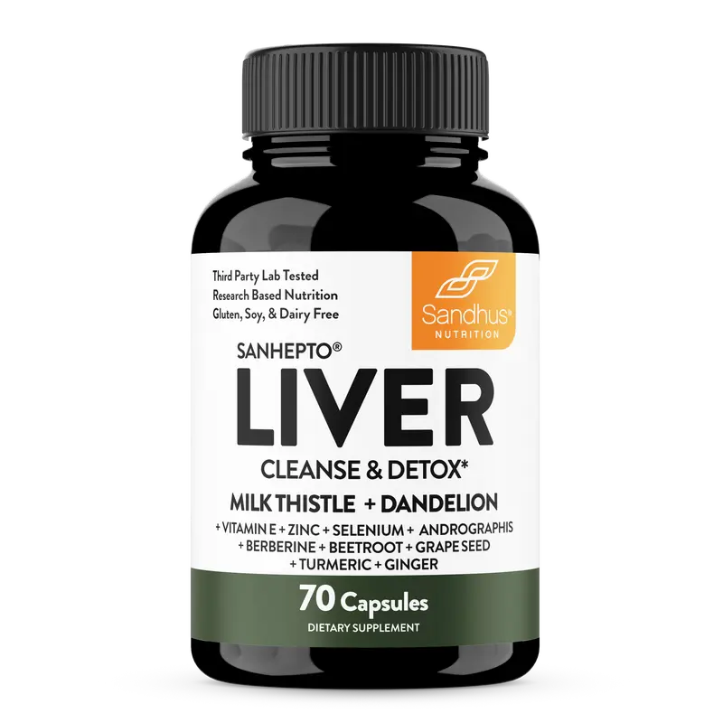 【Sandhus】Liver Cleanse & Detox Supports, 11 Ingredient Blend Milk Thistle, Dandelion, Turmeric, Ginger Extract, Vitamin E, Grape Seed Supplement Healthcare Dietary Edible Fitness