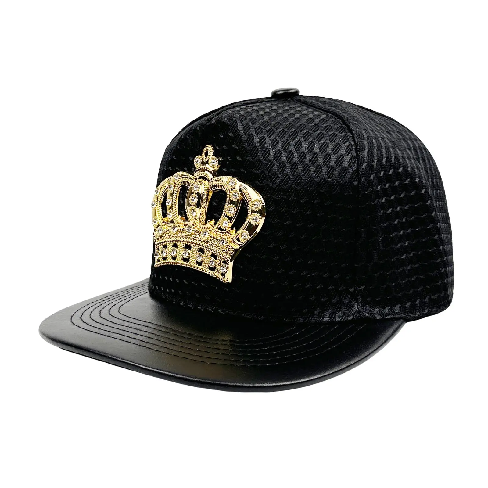 OIDEA Gold Crown Rhinestone Diamond Snapback Hat Flat Brim Hip Hop Baseball Cap for Men Women Unisex Street Style