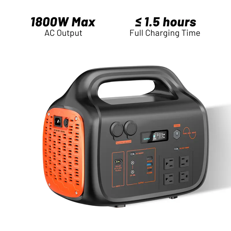 Portable Power Station 1024Wh LiFePO4 Battery, 1800W Solar Generator (200W/400W Solar Panel Optional),  Ultra-Fast 0-100% Charging in 1.5 Hr, Home Backup & RV Camping High-Capacity Fast-Charging Dual Led Flashlight