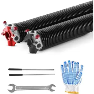 Spring new arrivals Garage Door Torsion Springs, Pair of 0.218 x 2 x 26 in, 16000 Cycles, Electrophoresis Black Coated for Replacement, Garage Door Springs with Non-Slip Winding Bars, Gloves and Mounting Wrench