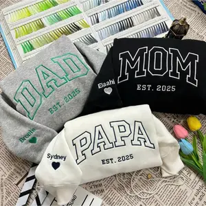 Custom Embroidered Premium Sweatshirt, Name On Sleeve With Heart, Grandpa Shirt With Date, Daddy Est Year M