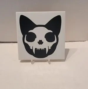 Cat Skull Ceramic Tile Coaster Tableware Customized
