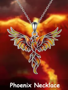 Bold Striking Red Nirvana Fire Phoenix Alloy Pendant Necklace - Mythical Rebirth & Flame Design - Vibrant Jewelry for Daily Wear, Party, Festival & Anniversary - Perfect Gift for Her & Phoenix Enthusiasts