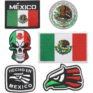 6 Pcs Mexico Mexican Embroidered Hook and Loop Emblem Patch Applique -Funny Meme Patches,Mexico Military Badge for Clothes,Jeans,Jacket, Backpacks,Vest,Bags,Hats