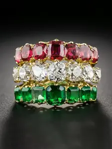 1 PC Gorgeous Cubic Zirconia Gemstone Ring For Women Beautiful Rings For Valentine's Day Gift Wedding Anniversary Party Jewelry Artificial Zircon Rings