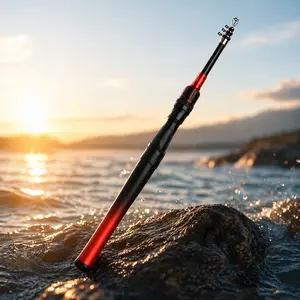 1pc multifunctional straight handle fishing rod, made of carbon material with hard texture, tough and wear-resistant, ceramic guide ring with smooth threading, suitable for high-strength use, suitable for sea fishing, ice fishing and river fishing