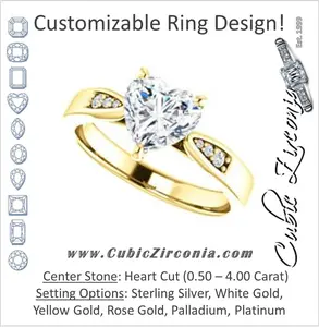 Cubic Zirconia Engagement Ring- The Ximena (Customizable Cathedral-Set Heart Cut 7-stone Design)