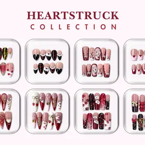 NailPhoria HEARTSTRUCK Collection - Valentine Handmade Press-On Nails | Reusable, Salon-Quality, Long-Lasting, Glossy Design