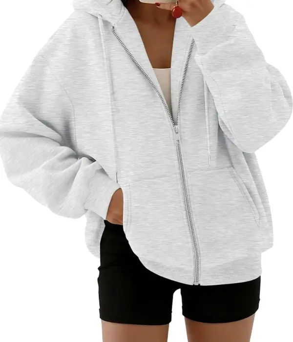 Women's Zip Up Hoodies 2026 Oversized Sweatshirt Soft Breathable Fabric Comfortable Fit Stylish Zip-Up Closure Versatile Everyday Wear jamie grey jumper