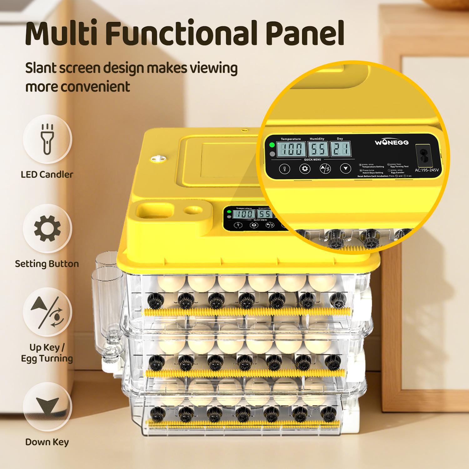 Fully Automatic 36/72/108-Egg Smart Incubator, Featuring An Innovative Pulse Dot-matrix Heating Mode, Automatic Egg Turning, Automatic Watering And Humidity Control, Precise Temperature Regulation, Freely Adjustable Shaft Spacing