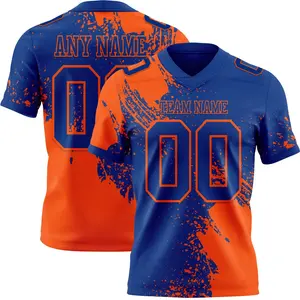 Orange 3D Abstract Brush Stroke Custom Royal Football Jersey - Authentic Design