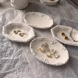 Elegant Resin Jewelry Display Tray, Luxury Ring Stand, European Relief Design, Perfect for Dressing Table, Vanity, Wedding Decoration, Jewelry Holder Organizer