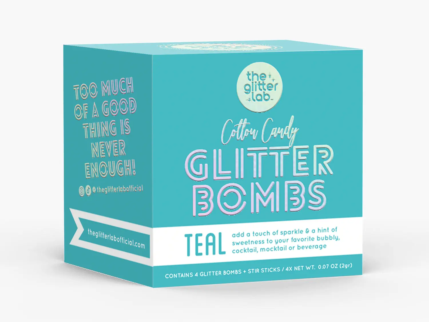 The Glitter Lab Teal Glitter Bombs - Hand-Spun Cotton Candy poofs with Edible Glitter for Sparkly Cocktails, Mocktails & Soda - Handmade in the USA